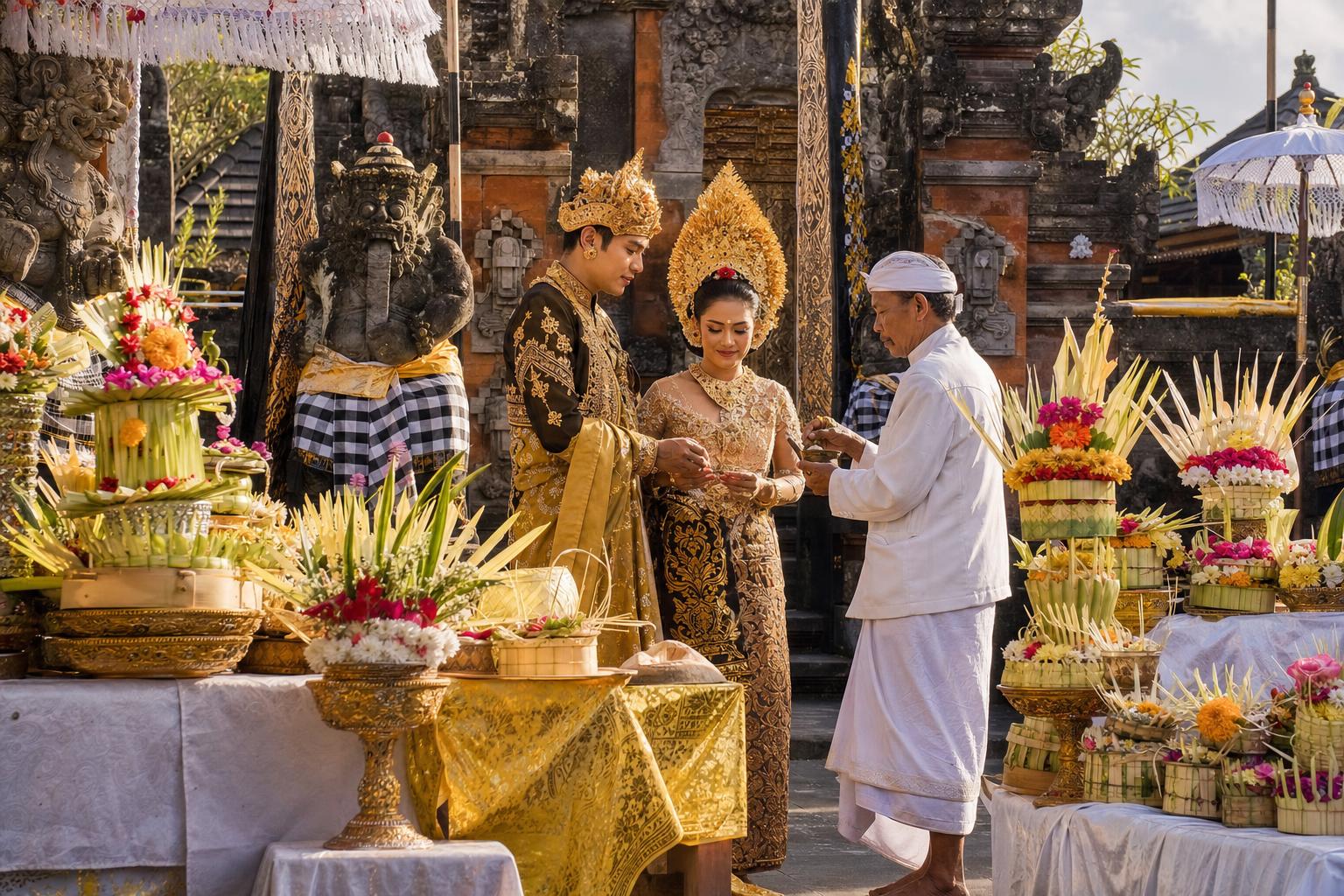 Traditional Balinese wedding ceremony setting