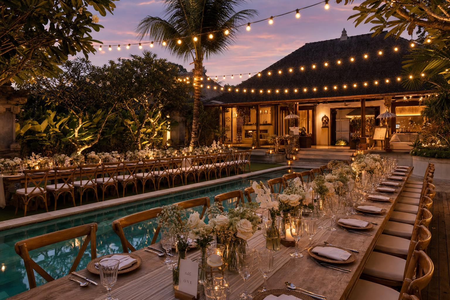 Styled reception at a private villa in Bali