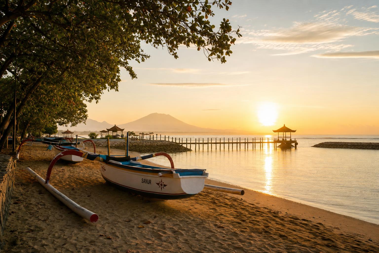 Calm beach wedding setting in Sanur, Bali