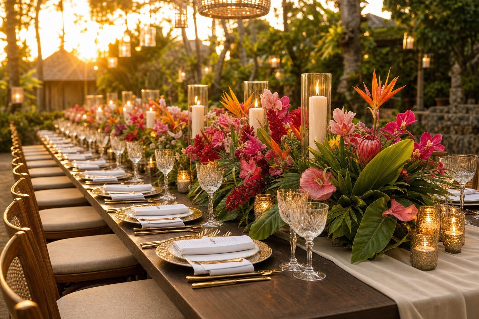 Styled wedding reception table in Bali