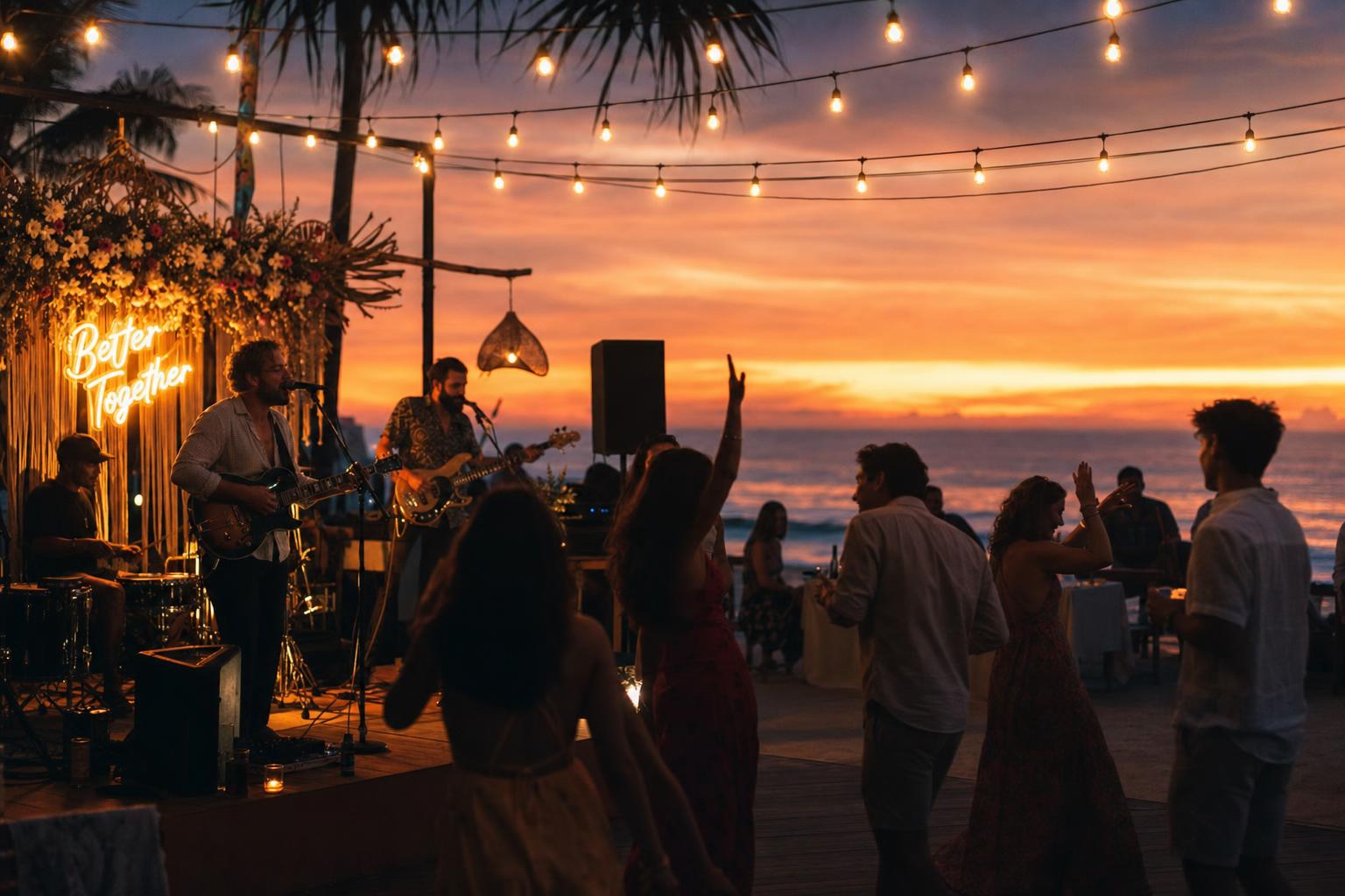 Bali wedding reception set for the evening