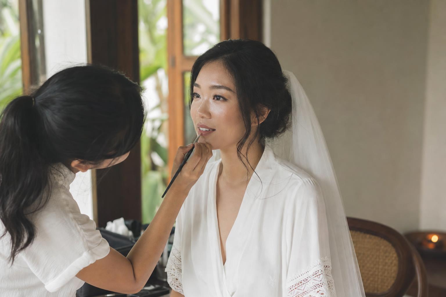Bridal gown styled for a Bali wedding