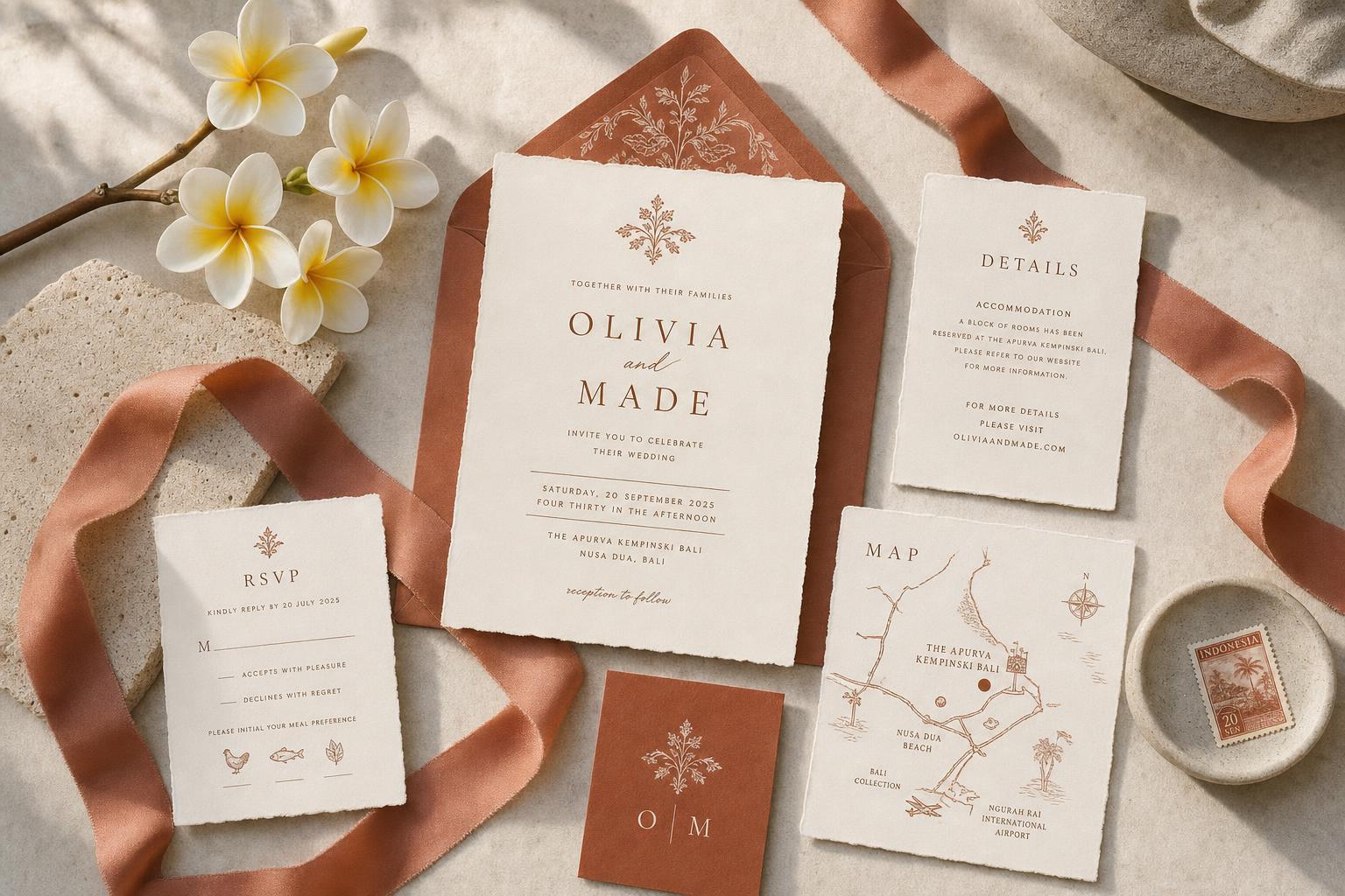 Wedding stationery detail for a Bali wedding