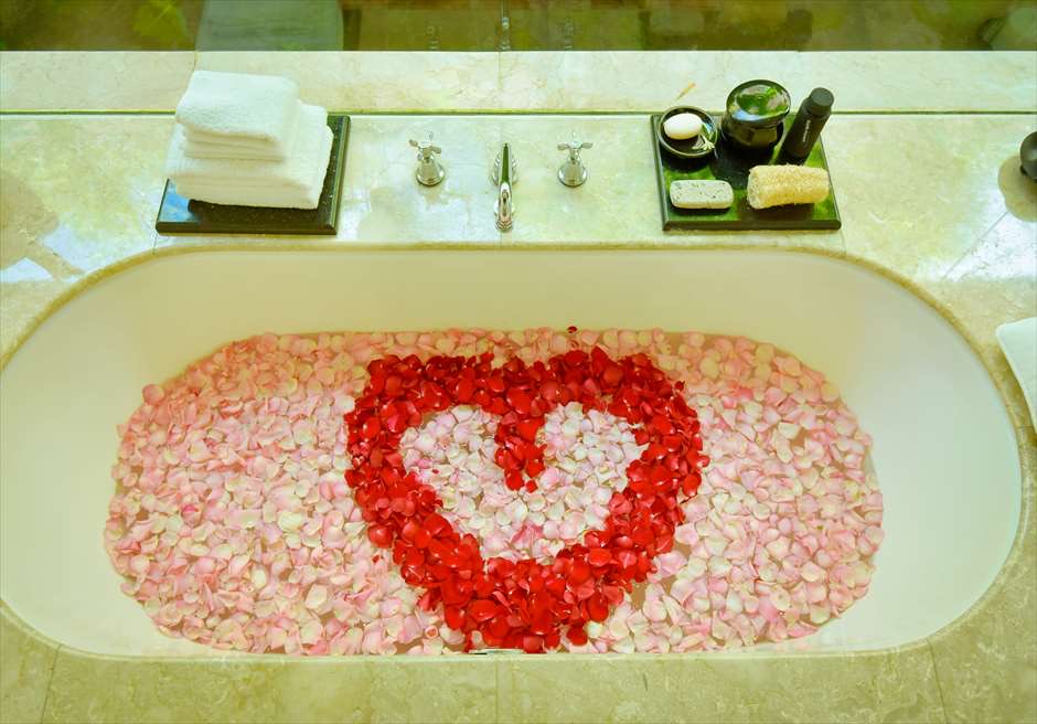 A private pool villa at Aman Villas at Nusa Dua, Bali, with garden and terrace set for an intimate wedding