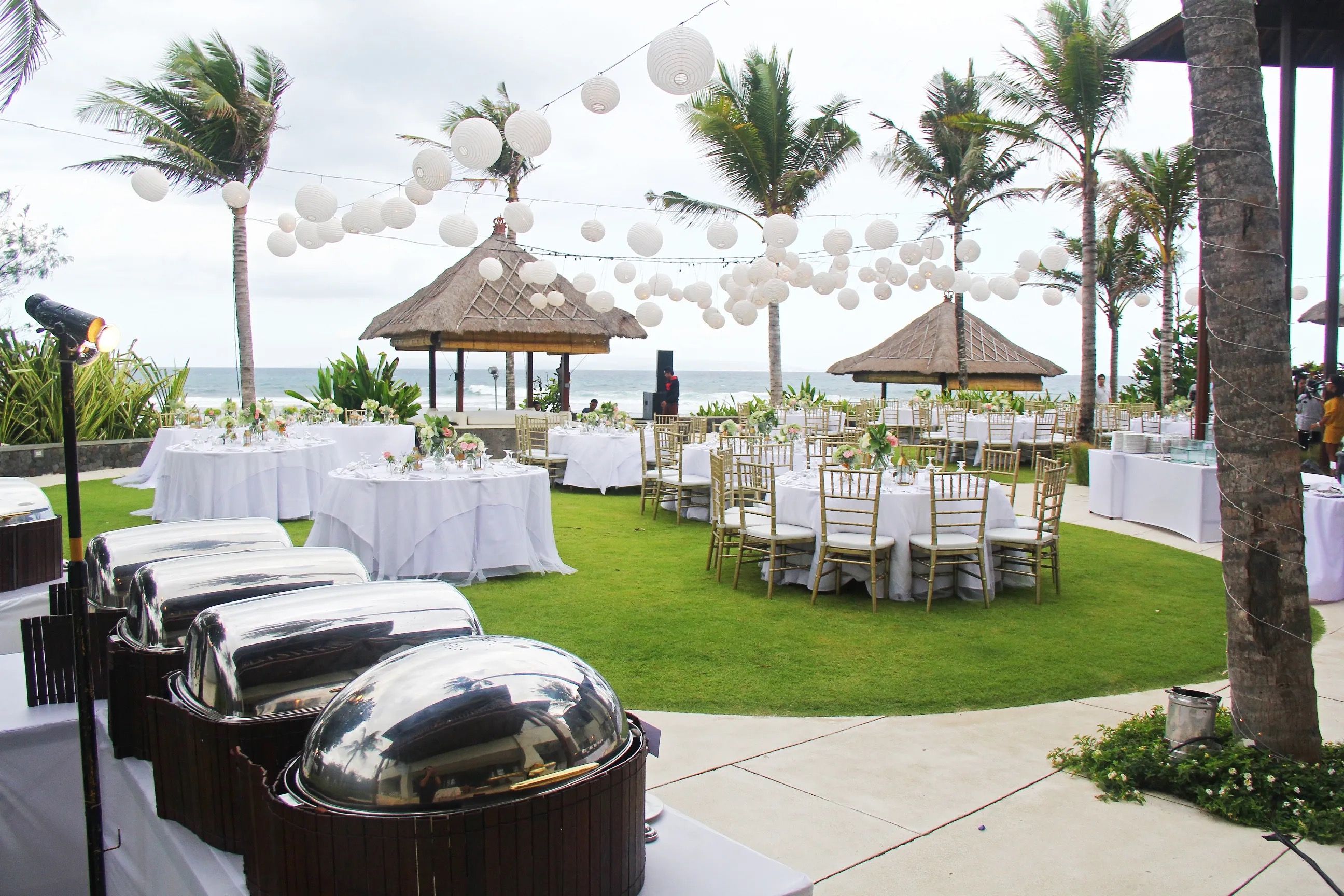 Wedding setting on the beachfront garden at Anapuri Villas, Ketewel