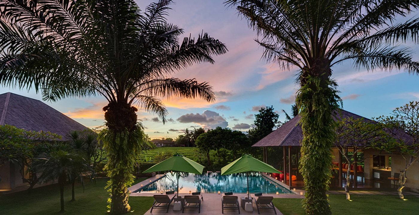 View from the main house over the gardens at Bendega Villas