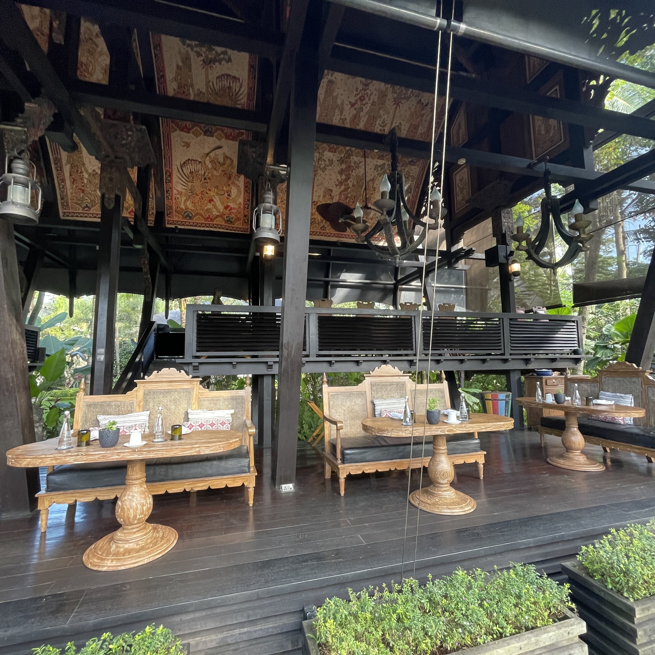 Pool and facilities area of Capella Ubud tented camp in Keliki