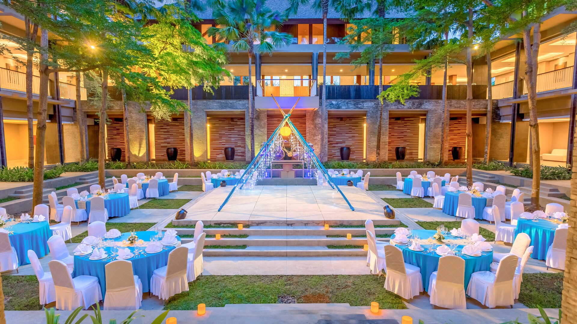 The tropical courtyard garden at Courtyard by Marriott Bali Nusa Dua