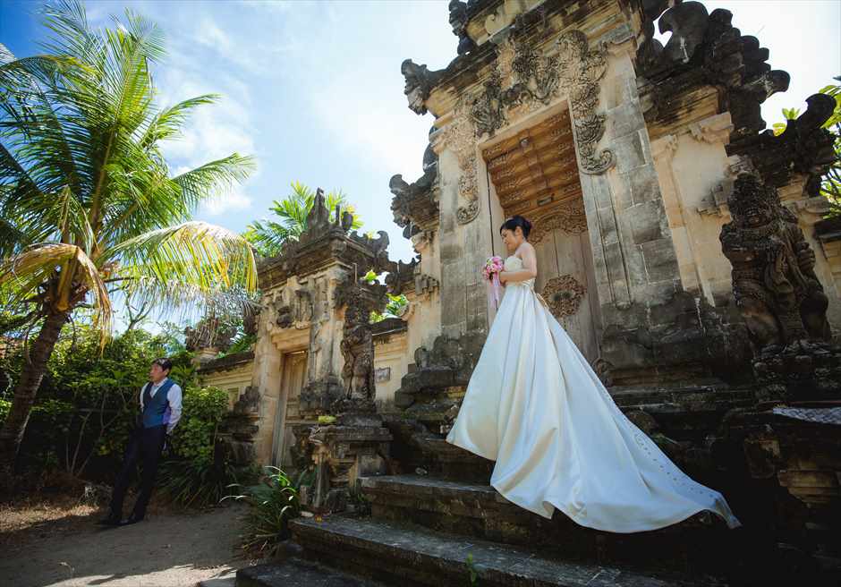 Ceremony setup inside The Diamond Bali chapel facing the sea