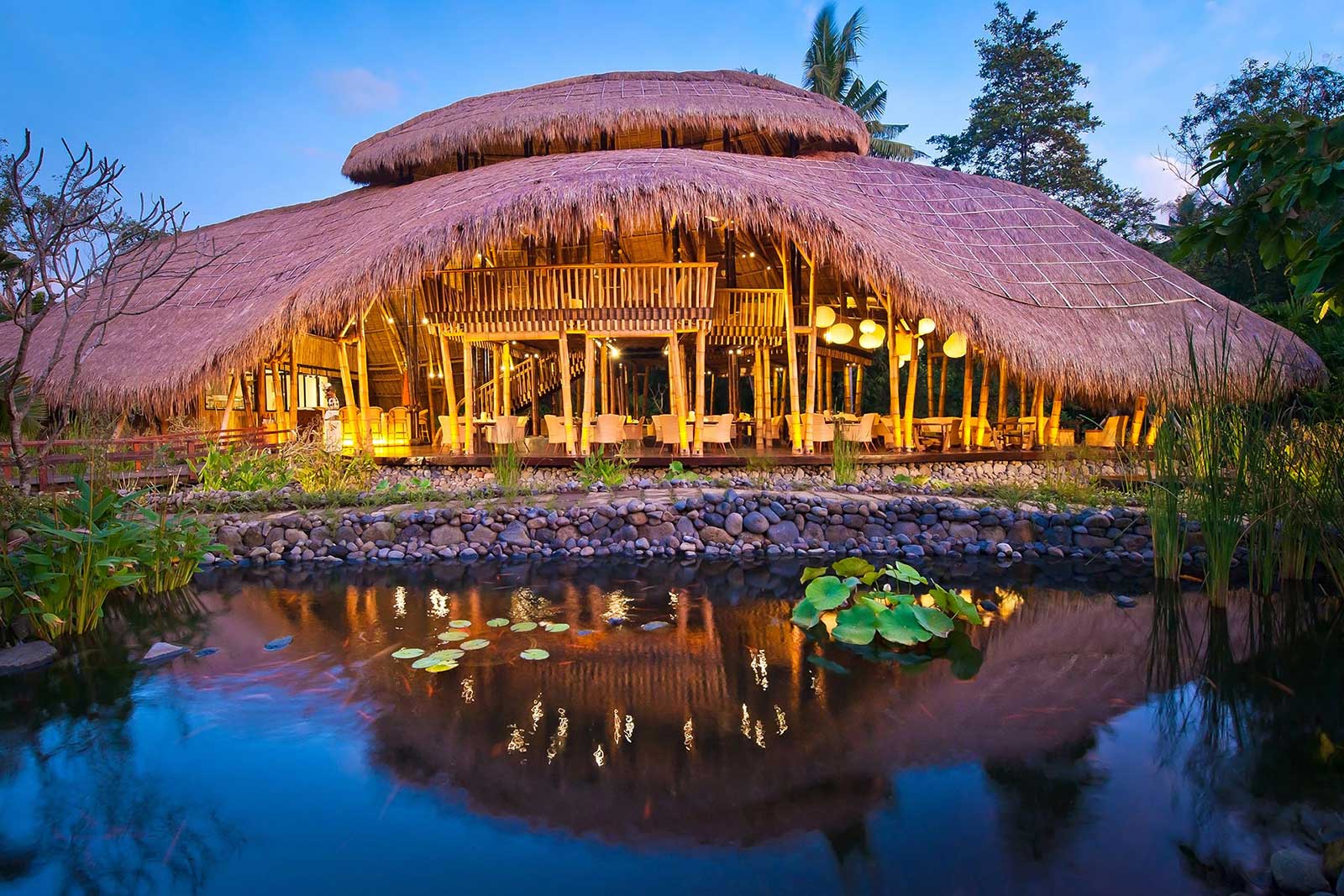 Dining space at Fivelements Retreat Bali eco-wellness sanctuary
