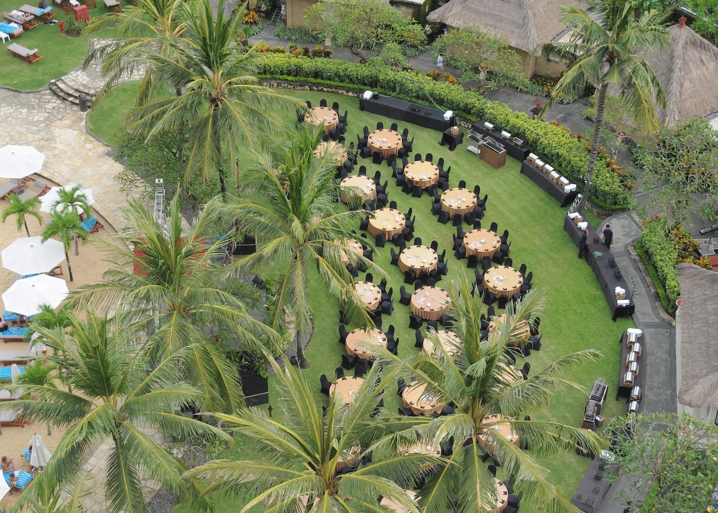 The pool side garden event lawn at Hilton Bali Resort, Nusa Dua