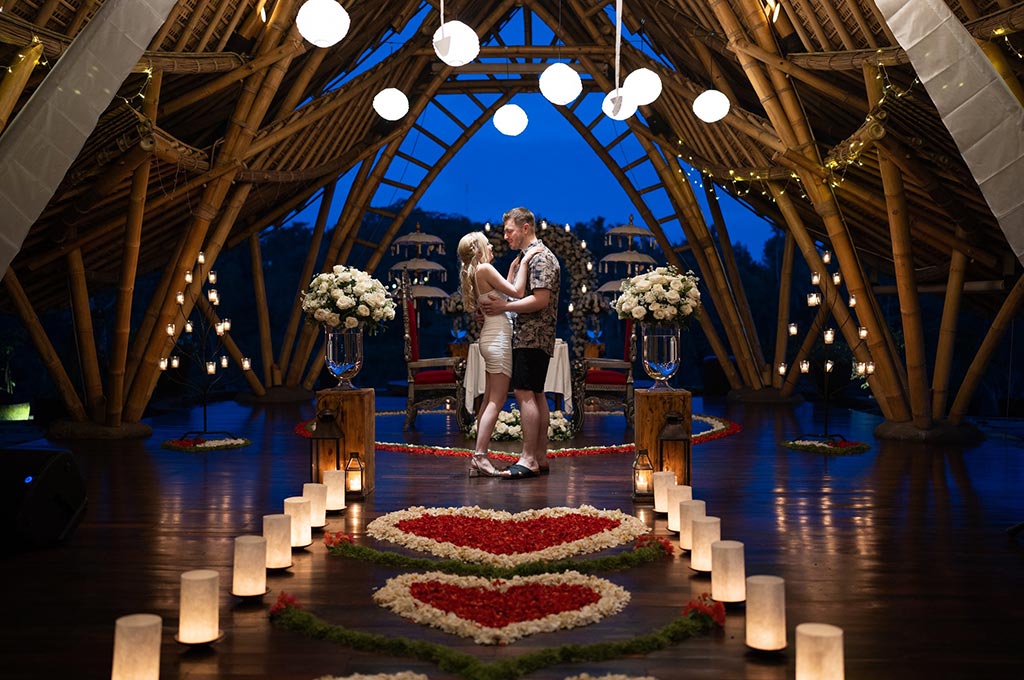 Wedding setting at The Kayon Jungle Resort surrounded by rainforest near Ubud