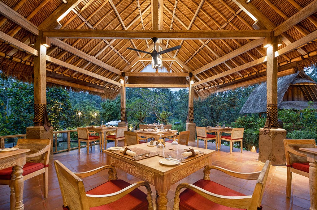 Kepitu restaurant with valley views at The Kayon Resort by Pramana