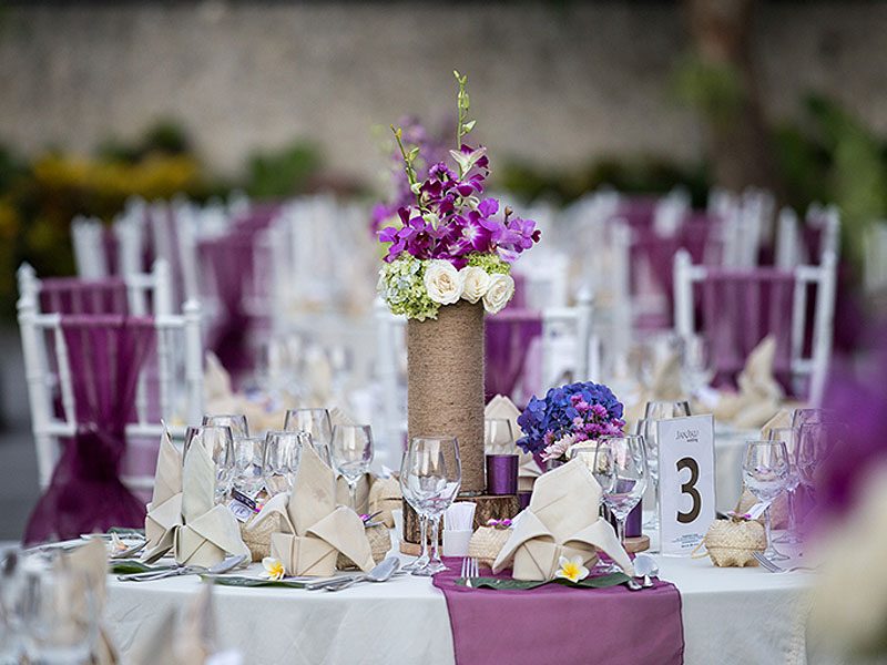 Wedding reception setup in the grounds at Le Grande Bali Uluwatu