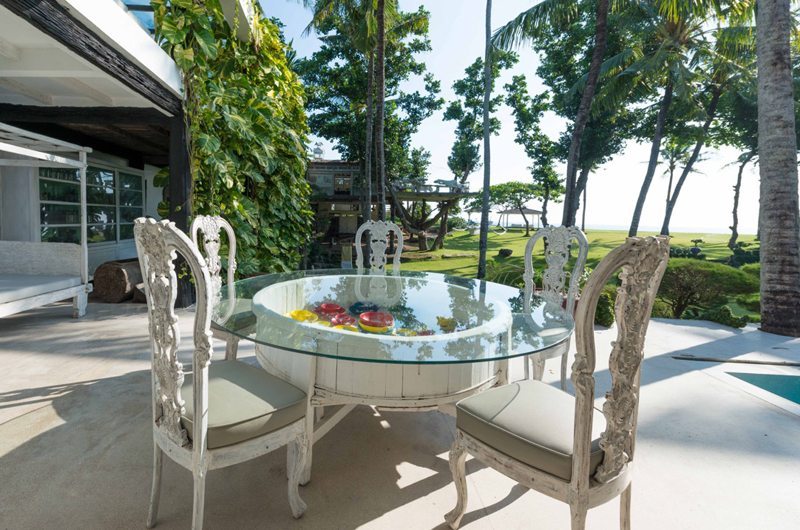 Open dining and living pavilion at Morabito Art Villa with art and antiques