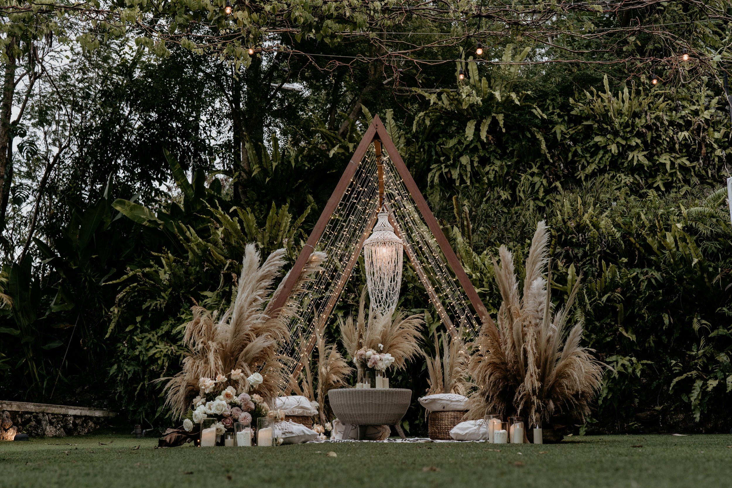Garden and terrace spaces at Puri Temple Hill wedding estate, Jimbaran Bali