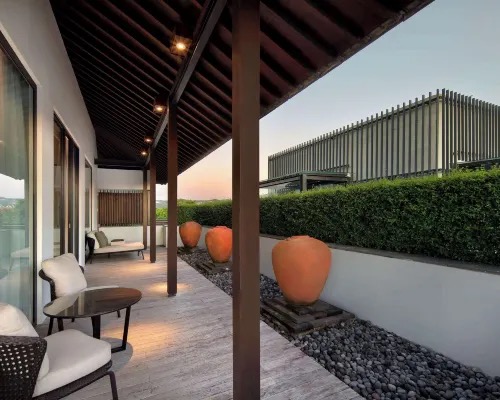 Pool and garden landscaping at Radisson Blu Bali Uluwatu resort, Pecatu
