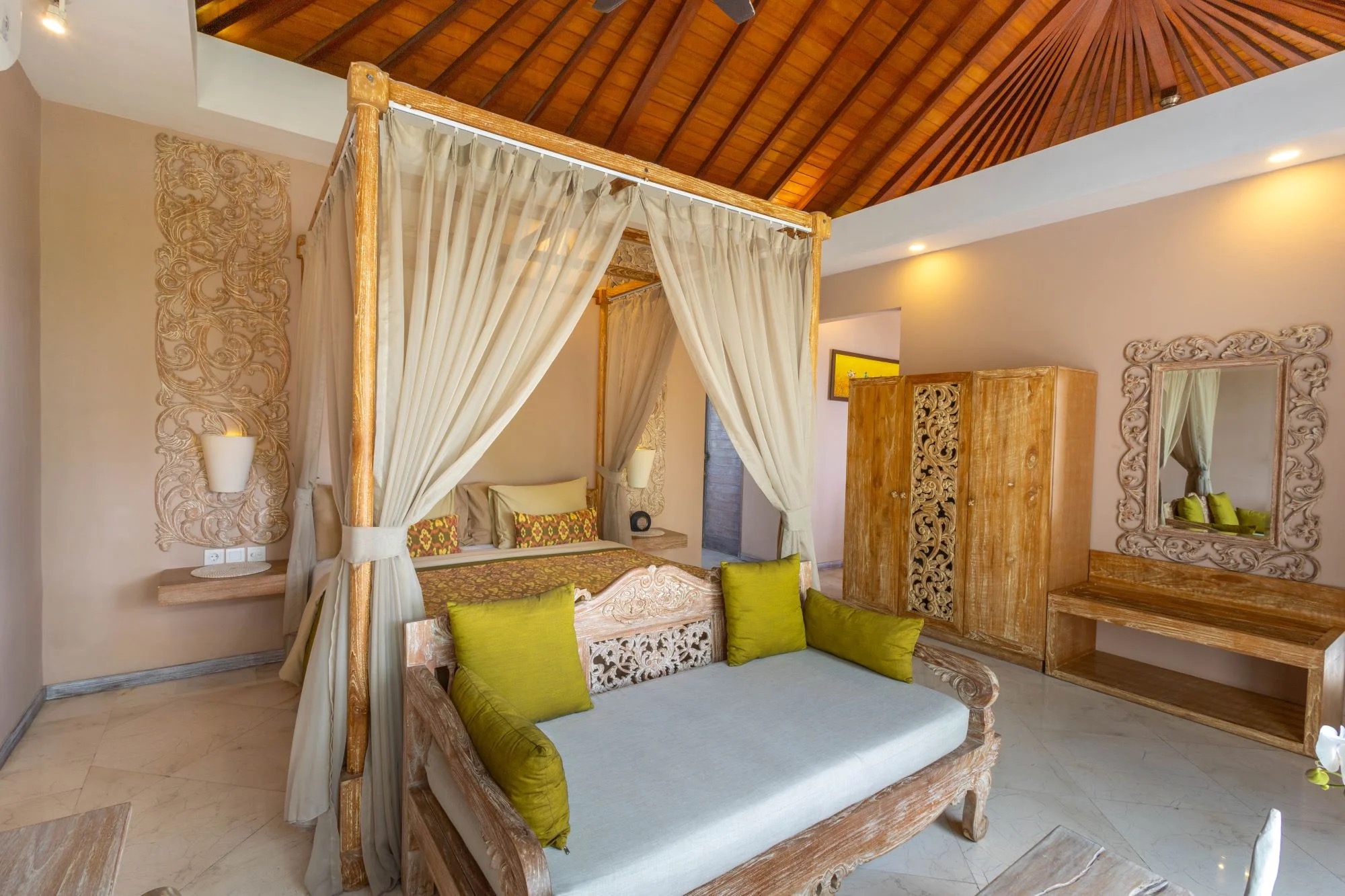 Luxury bedroom with canopy bed at The Royal Purnama, Ketewel