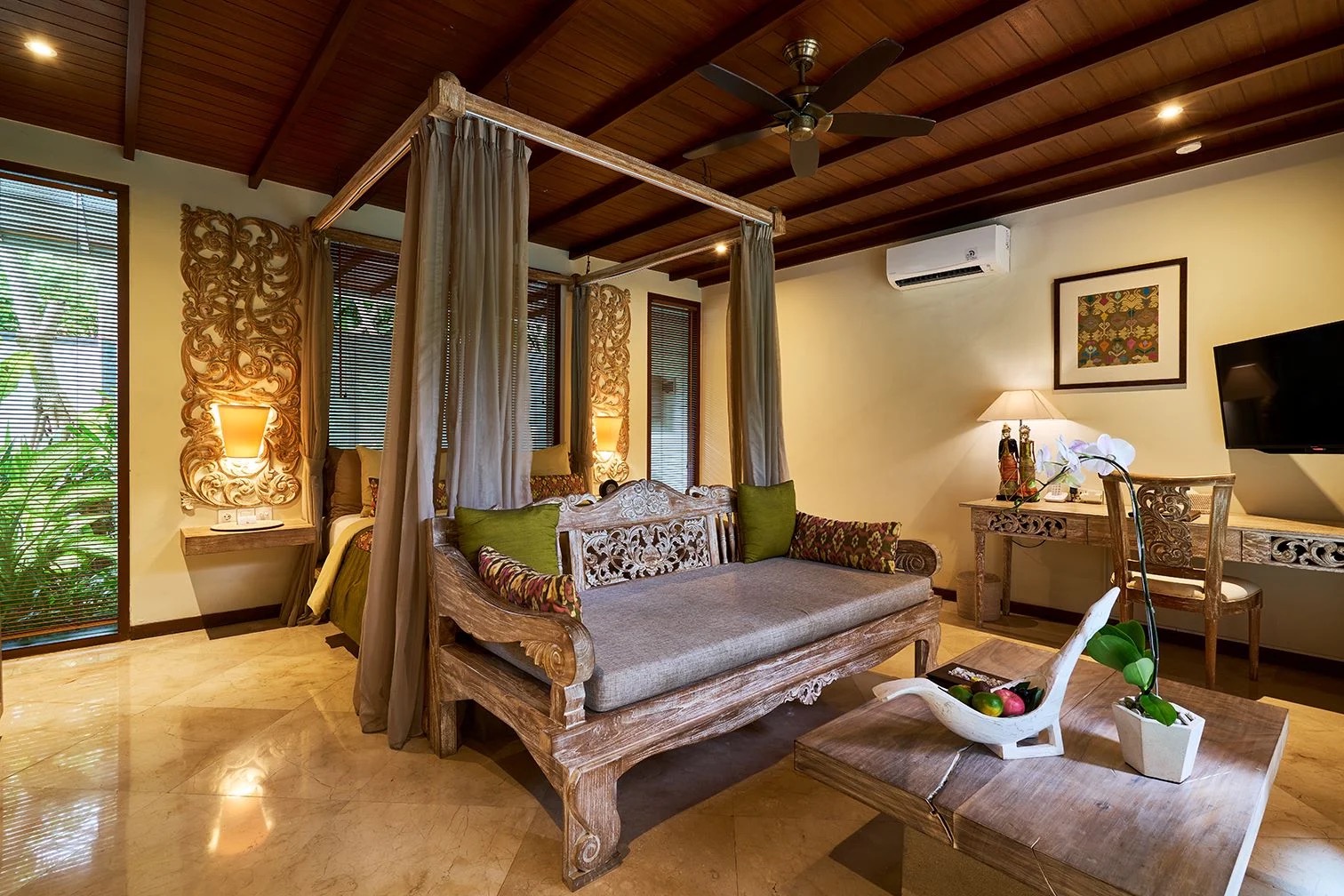 Spa and wellness area with water feature at The Royal Purnama resort