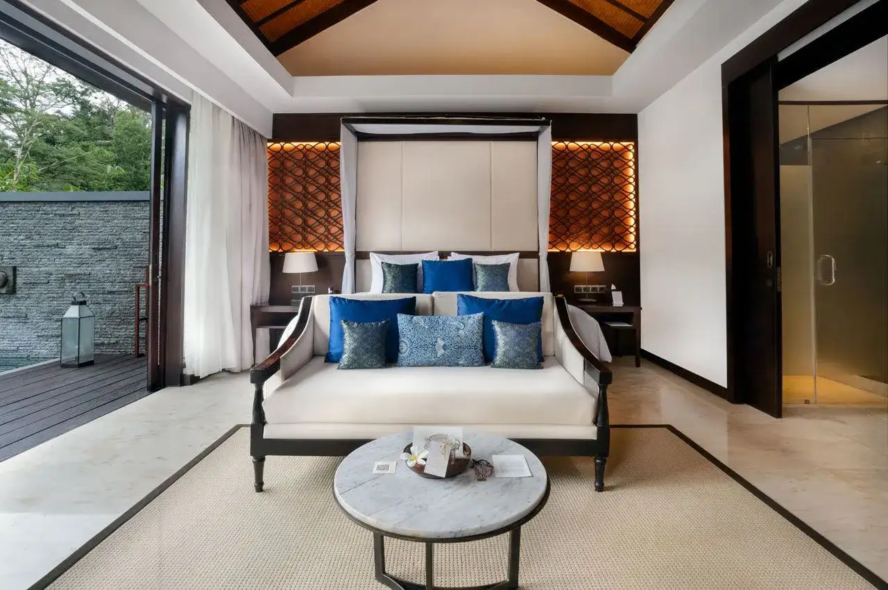 Another luxury villa bedroom with pool and jungle views at Samsara Ubud in Ubud