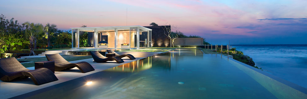Ocean-view terrace and pool at The Sanctus Villa, Uluwatu