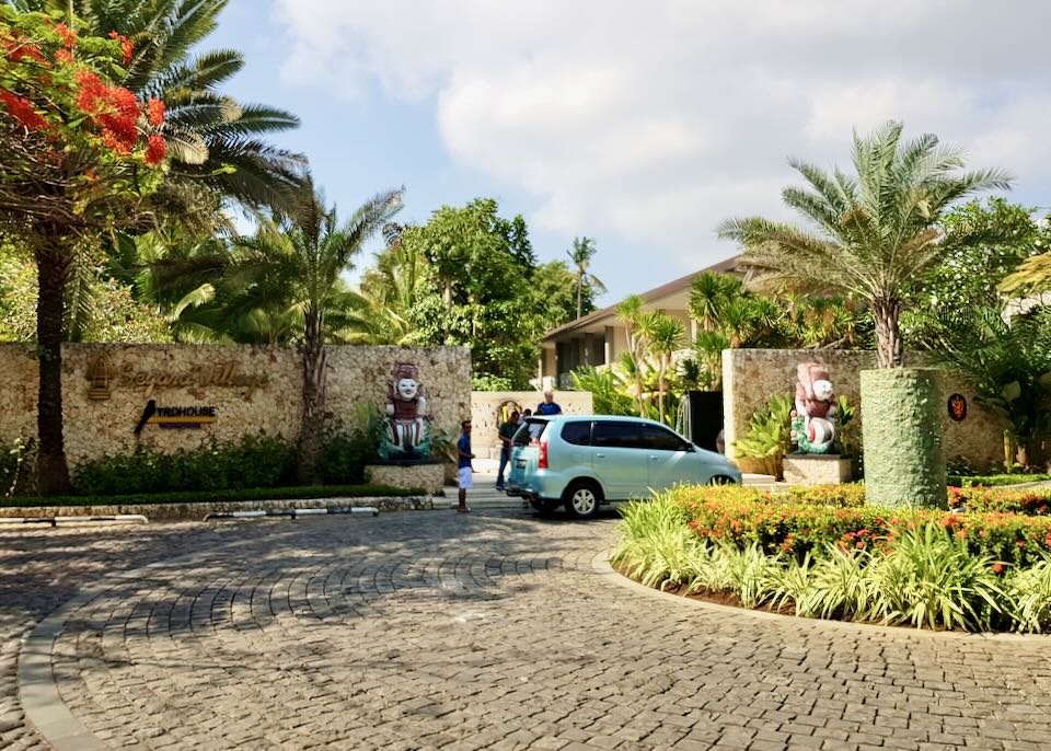 Tropical grounds and Balinese-style buildings at Segara Village Hotel, Sanur
