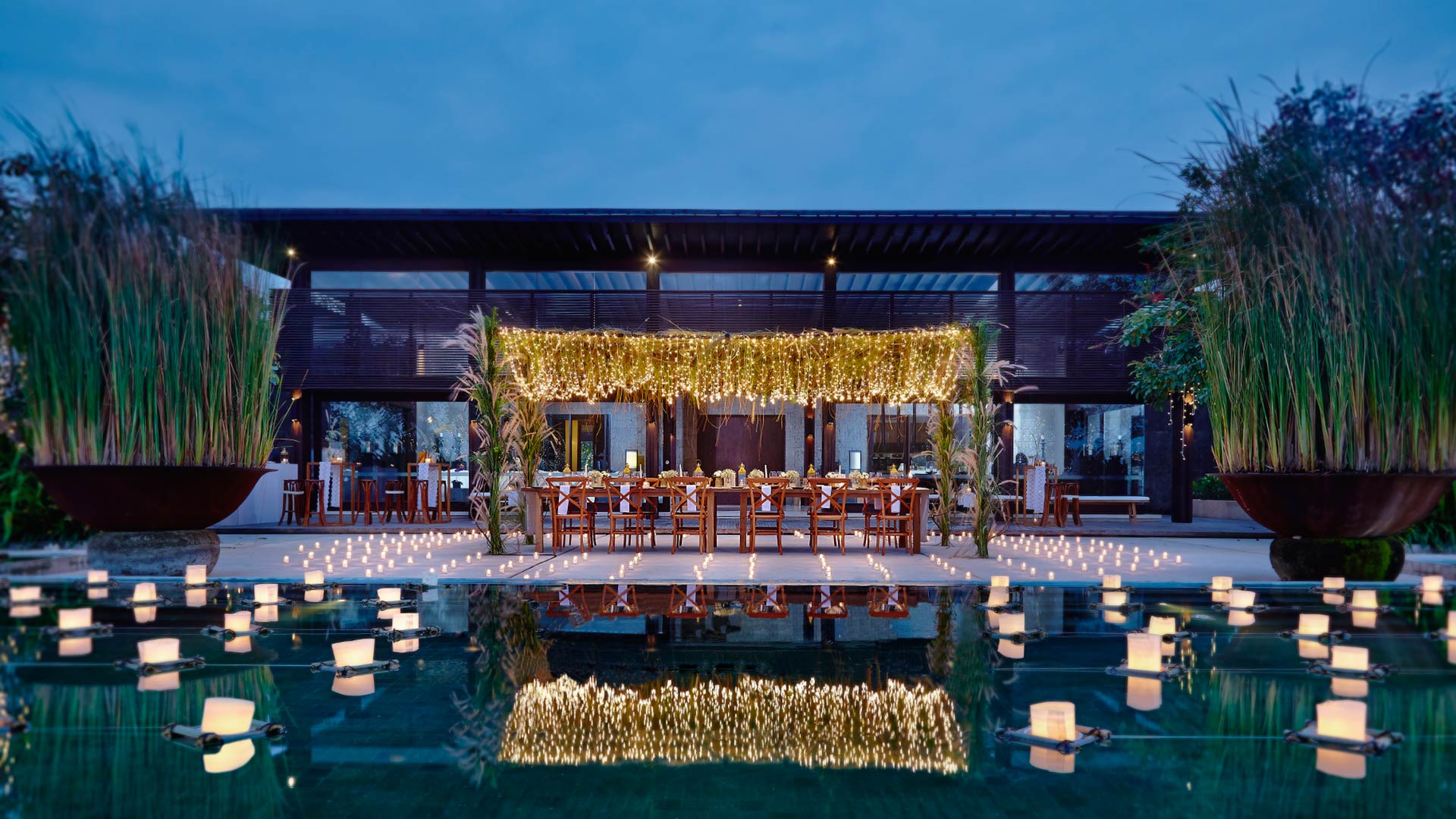 Ocean-view wedding setting at Soori Bali on the west Tabanan coast