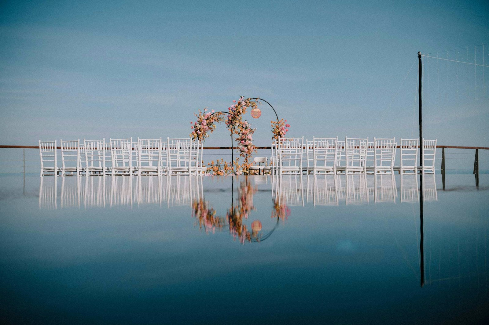 Cliff-front wedding ceremony set up at The Edge, Uluwatu
