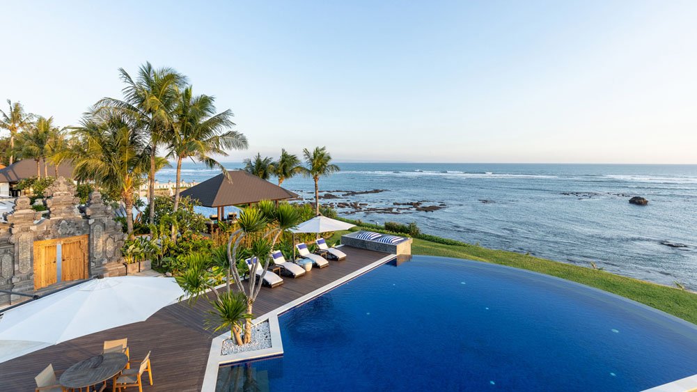 Black-sand beach at the doorstep of Tirtha Bayu Estate, Cemagi, west Bali