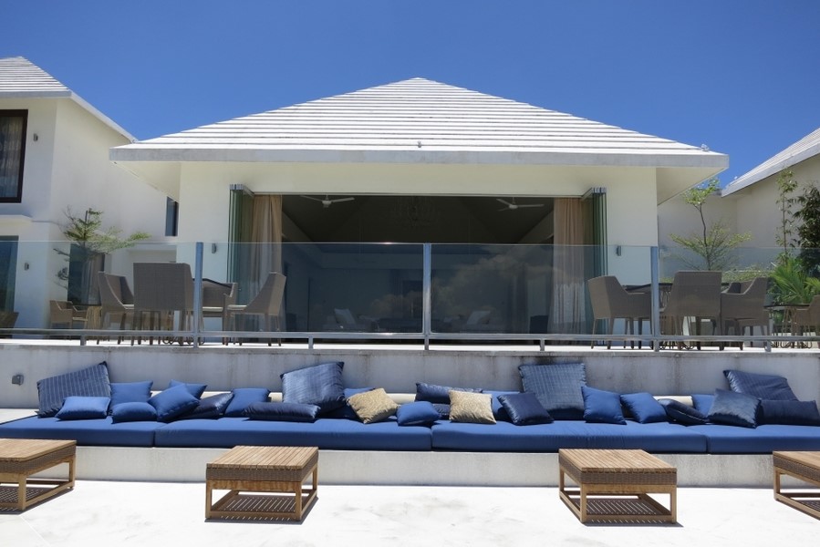 Exterior view of Villa Anugrah's pavilions and pool terrace