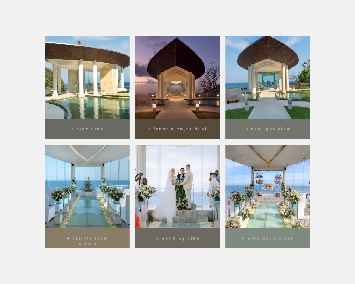 Wiwaha Chapel, a glass cliff-top wedding chapel at Hilton Bali Resort above the Indian Ocean in Nusa Dua